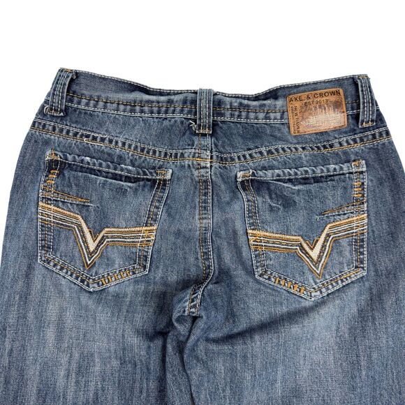 Axe & Crown Jeans Mens 32x32 (32x30 Fit) Blue Outlaw Denim Relaxed Boot Grunge - Picture 9 of 13